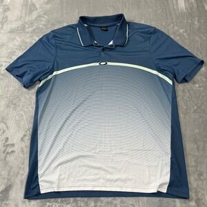 Oakley Mens XL Regular Fit Blue Gradient Stripe Short Sleeve Polo Shirt